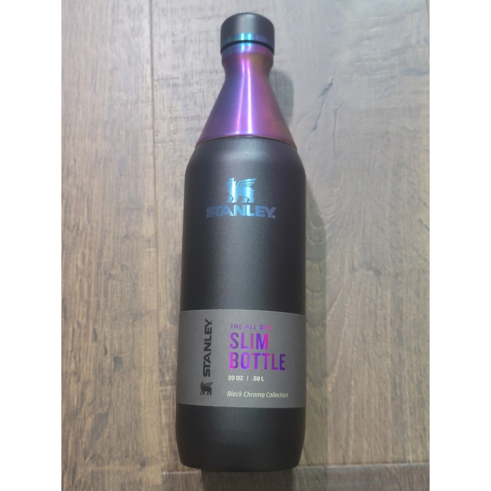 Stanley The All Day Slim Bottle 20oz Black Chroma Collection Iridescent Lid